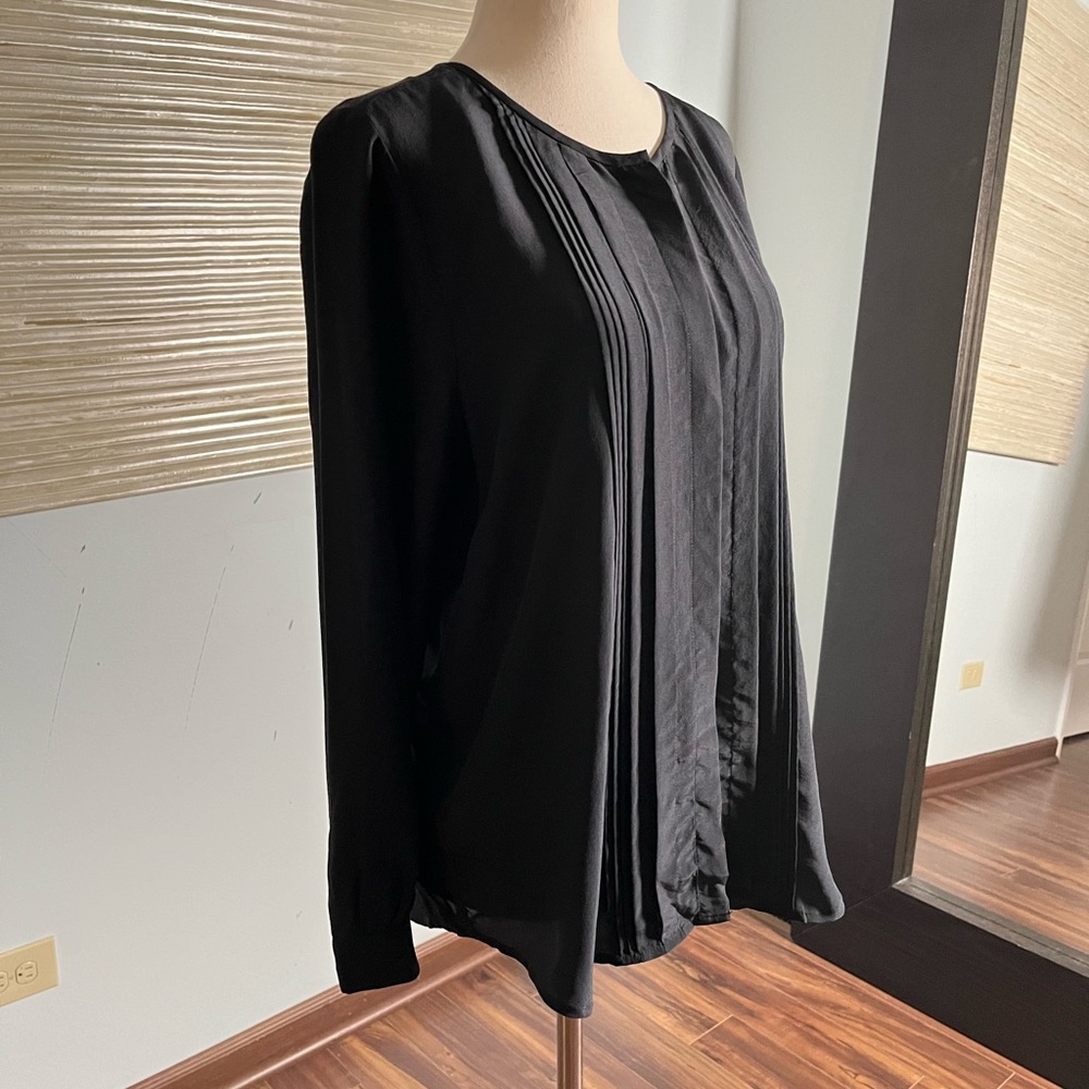 Joie 100% silk black peasant blouse top size M - Picture 7 of 11